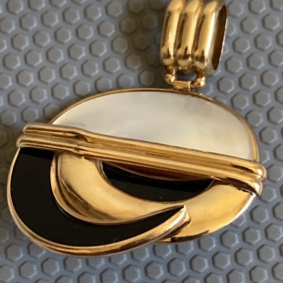 14k yellow gold amber onyx pearl pendant - Picture 4 of 5